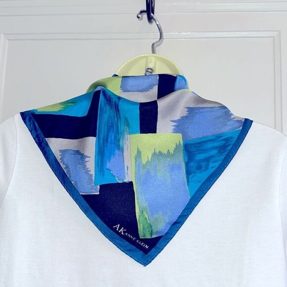 Anne Klein multi colored silk square scarf - Picture 8 of 8